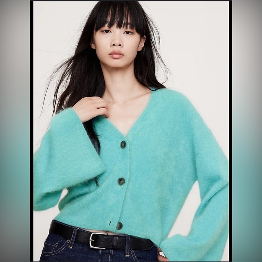 Banana Republic Brushed 100% Cashmere Flare-Sleeve Cardigan